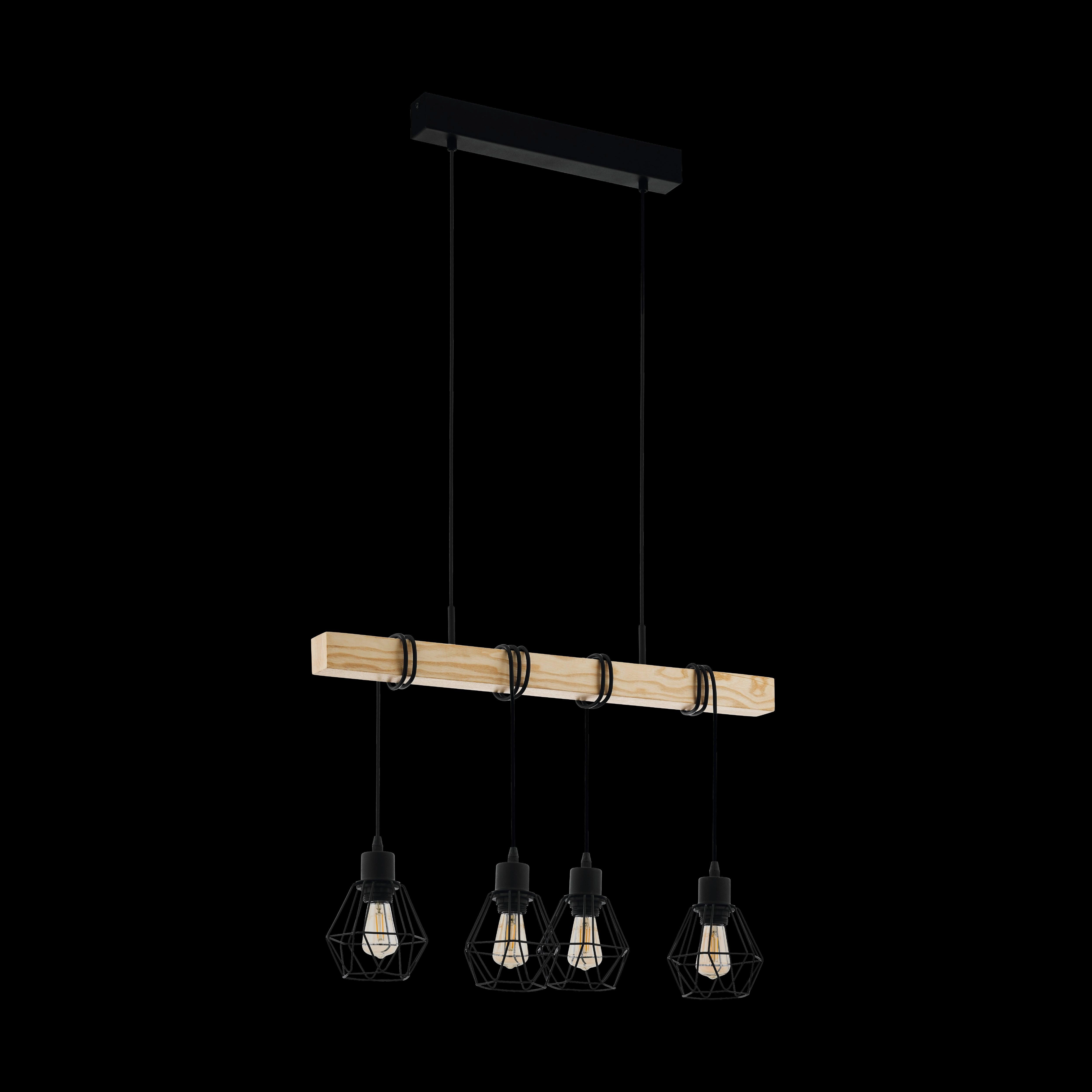 Eglo Townshend 5 Wooden Adjustable 4 Light Bar Ceiling Pendant