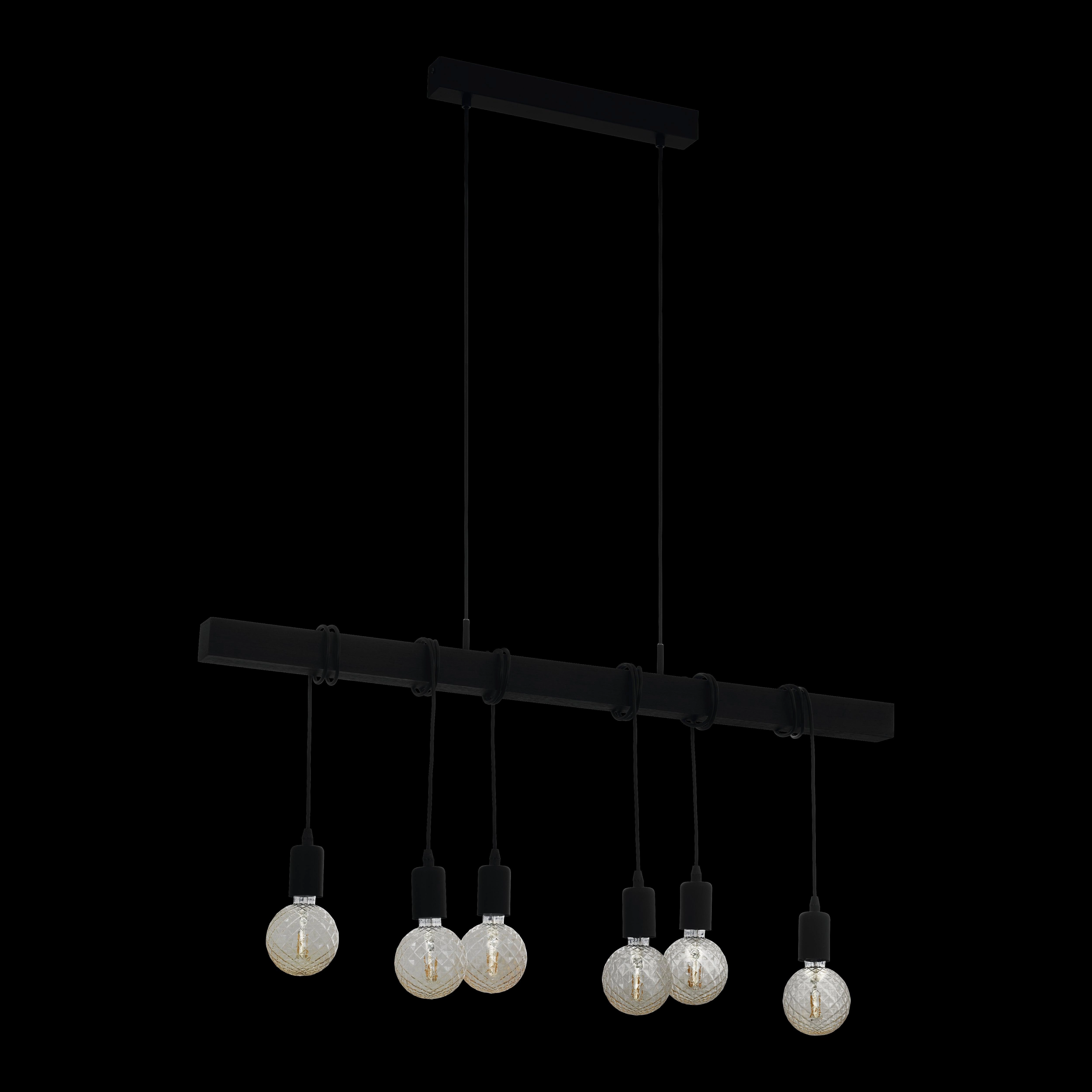 Eglo Townshend 6 Light Black Wood Beam Adjustable Bar Pendant