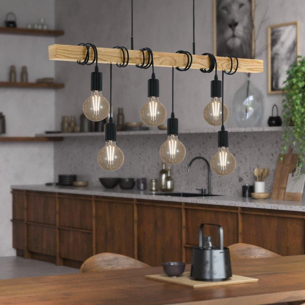 Eglo Townshend 6 Light Wooden Beam Ceiling Pendant