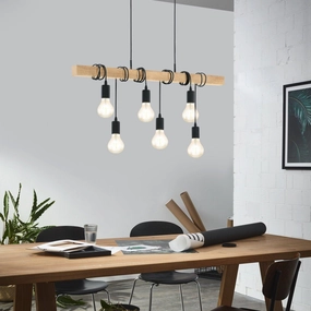 Eglo Townshend 6 Light Wooden Beam Ceiling Pendant sleek LED ceiling lamp