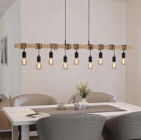 Eglo Townshend 9 Light Wooden Beam Adjustable Bar Ceiling Pendant sleek LED ceiling lamp