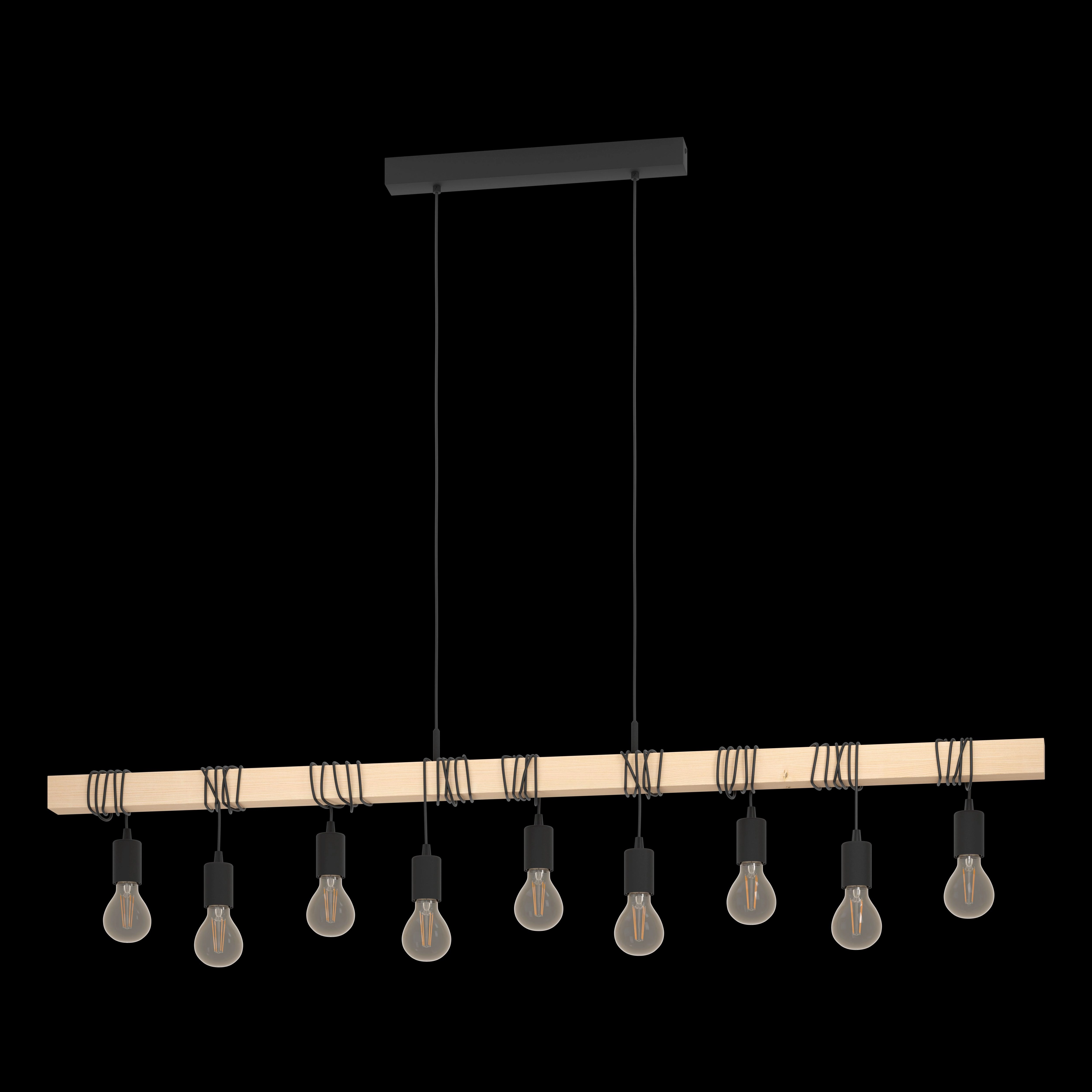 Eglo Townshend 9 Light Wooden Beam Adjustable Bar Ceiling Pendant