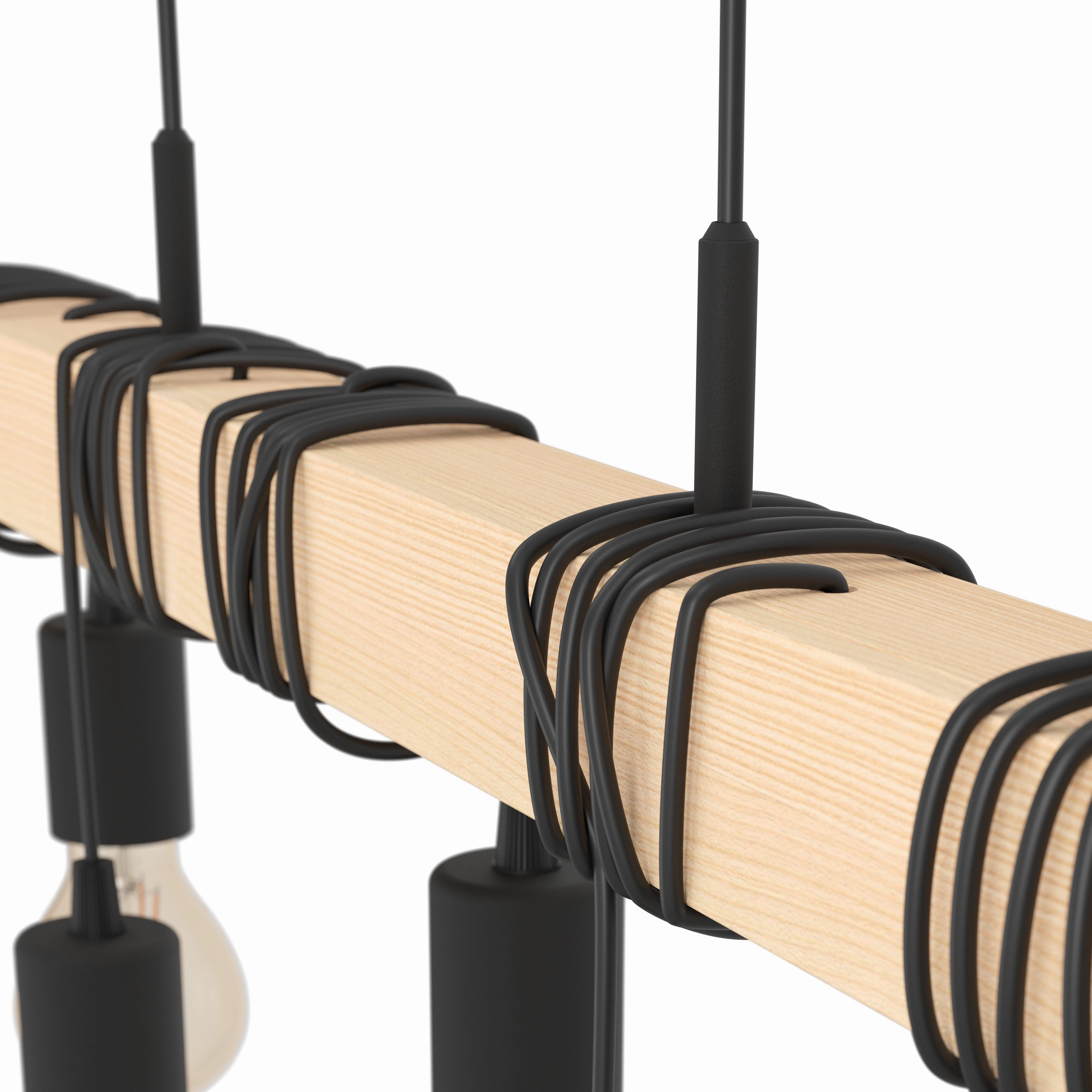 Eglo Townshend 9 Light Wooden Beam Adjustable Bar Ceiling Pendant