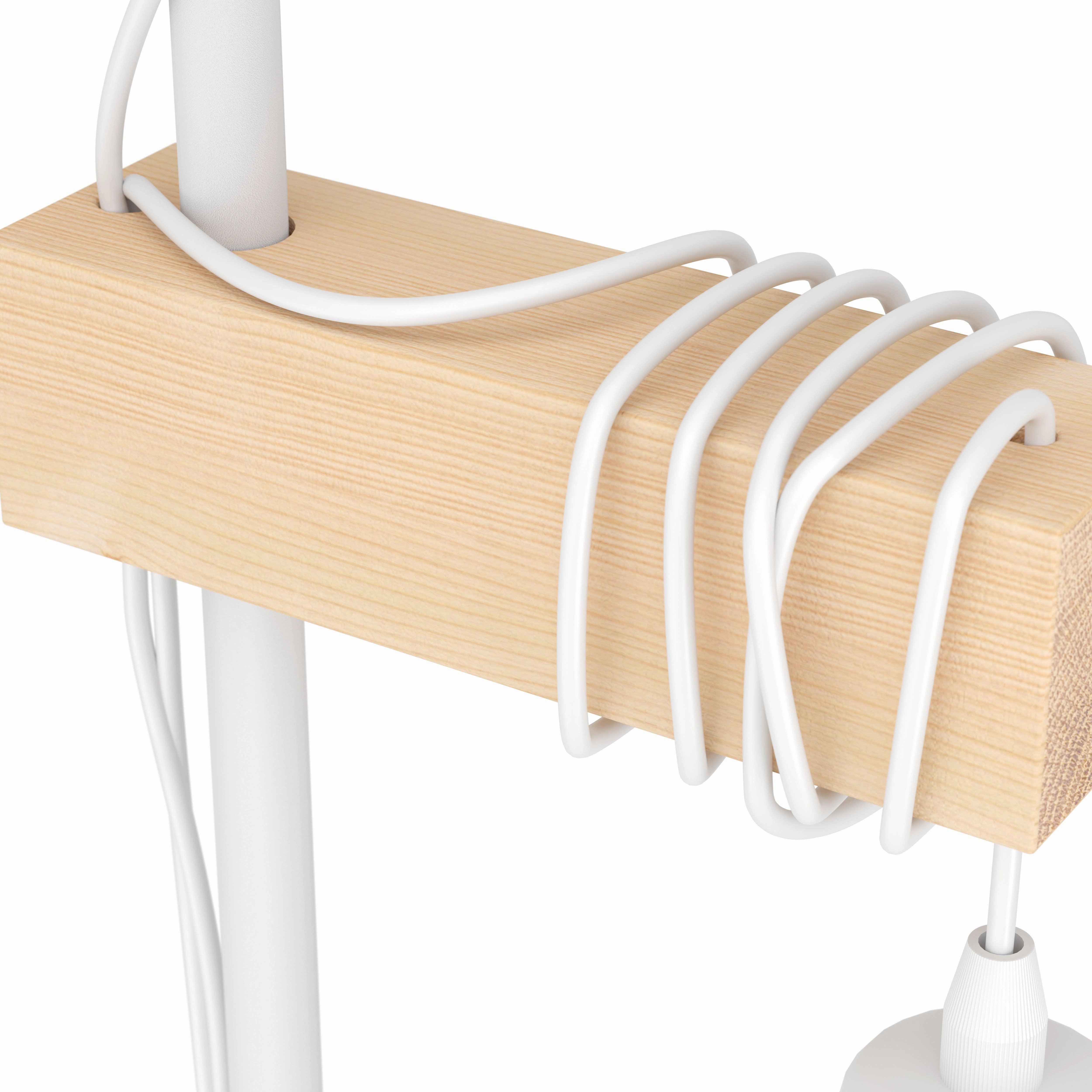 Eglo Townshend White & Wooden 2 Light Floor Lamp