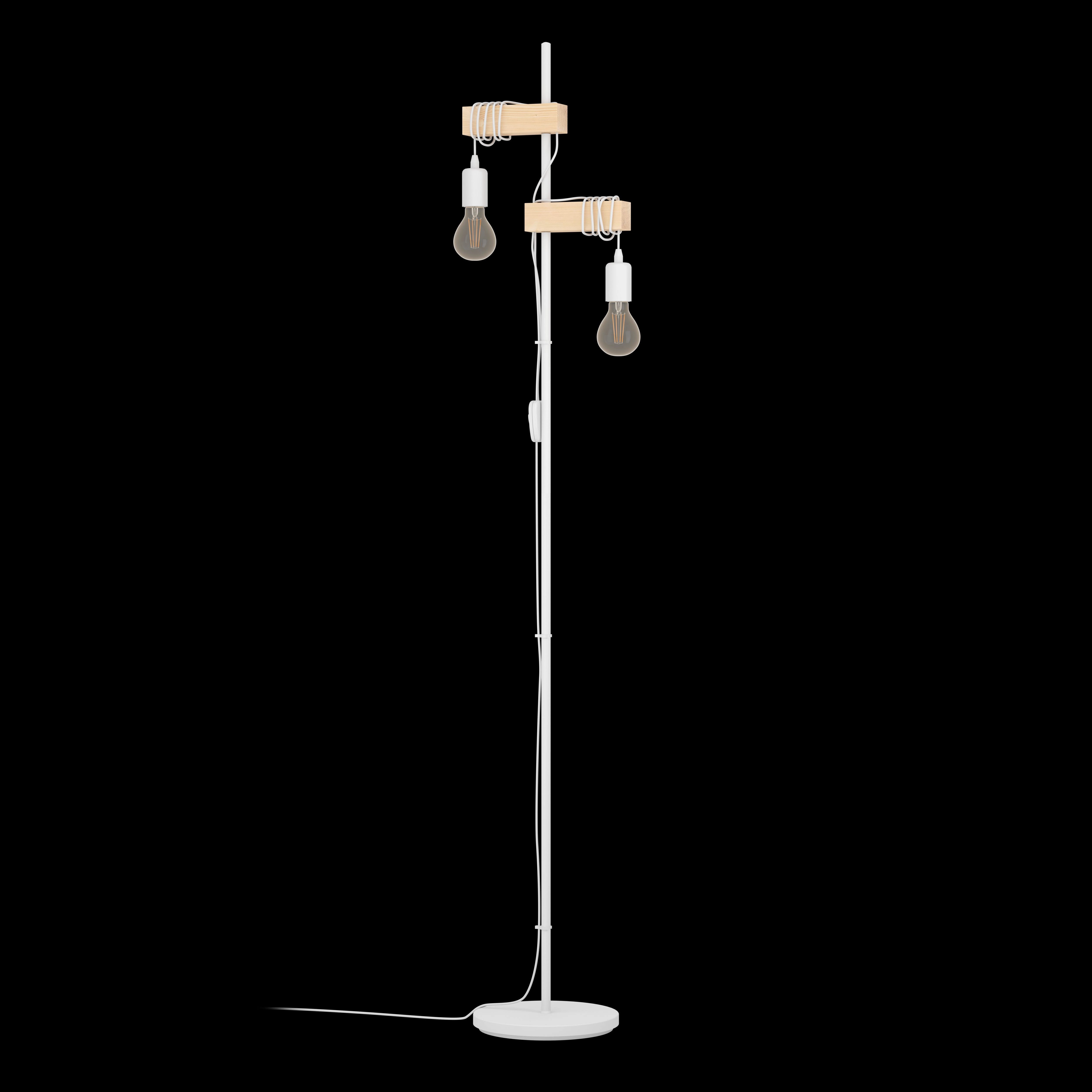 Eglo Townshend White & Wooden 2 Light Floor Lamp
