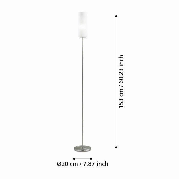 Eglo Troy 3 Nickel Floor Lamp With White Glass Shade
