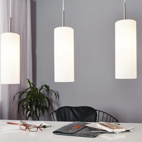 Eglo Troy 3 Three Light White Satin Glass & Nickel Ceiling Pendant flush mount ceiling fixture