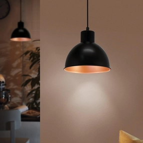 Eglo Truro 1 Conical Black & Copper Ceiling Pendant flush mount ceiling fixture