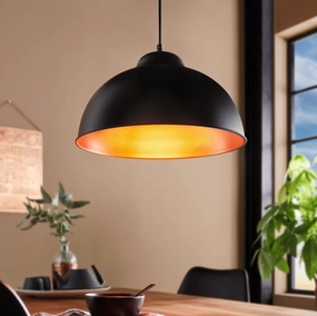 Eglo Truro 2 Black & Copper Ceiling Pendant flush mount ceiling fixture