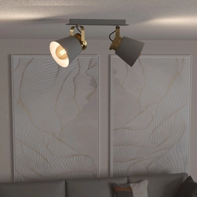 Eglo Twicken Grey & Gold 2 Light Bar Spotlight tall arc lamp for living room