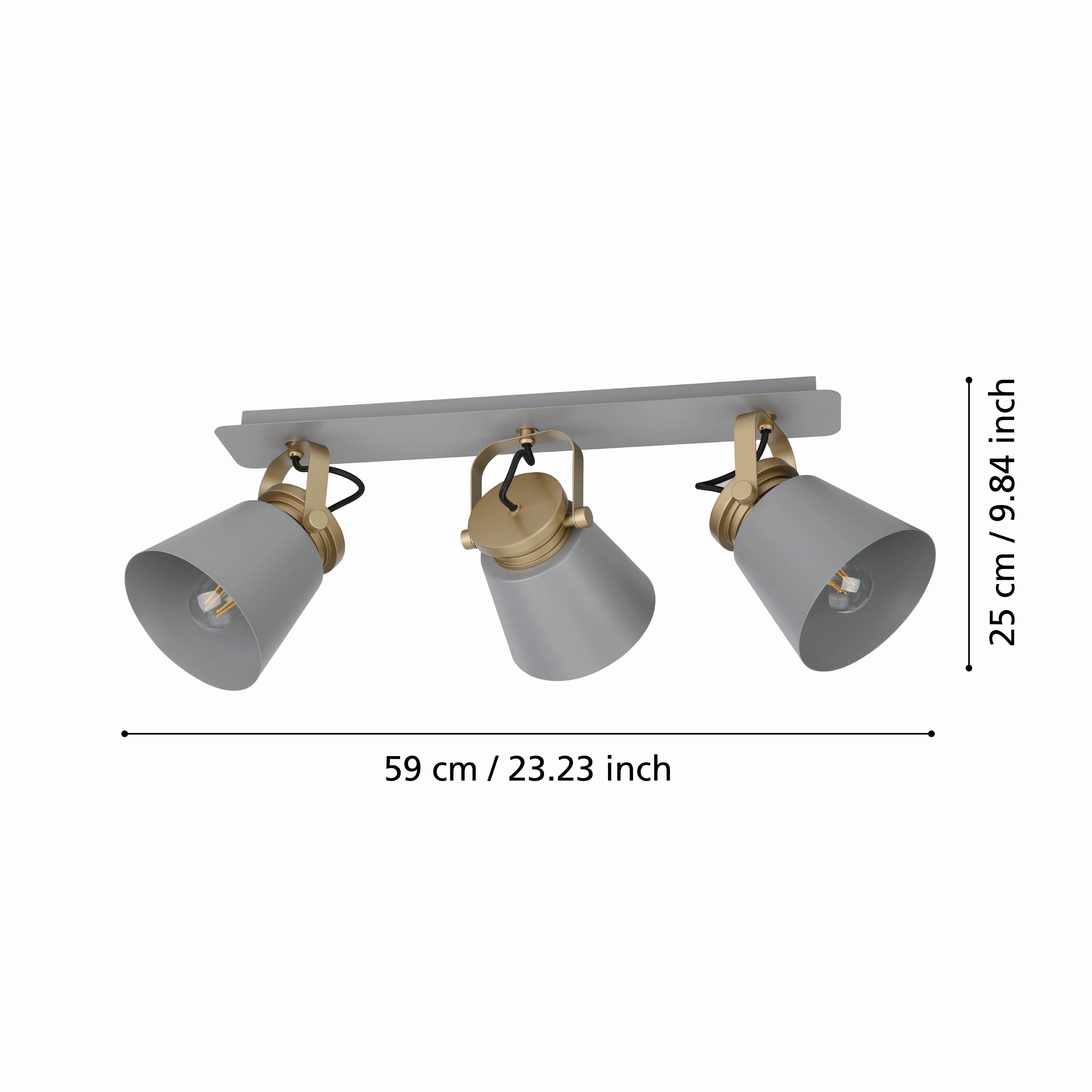Eglo Twicken Grey & Gold 3 Light Bar Spotlight