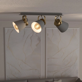 Eglo Twicken Grey & Gold 3 Light Bar Spotlight tall arc lamp for living room
