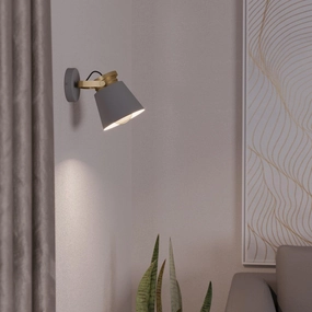 Eglo Twicken Grey & Gold Wall Spotlight tall arc lamp for living room