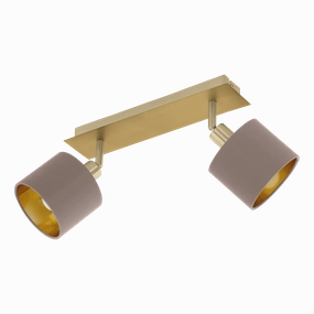 Eglo Valbiano Gold Fabric Shaded 2 Light Bar Spotlight tall arc lamp for living room