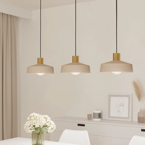 Eglo Valdiola 3 Light Round Sand & Brass Pendant flush mount ceiling fixture