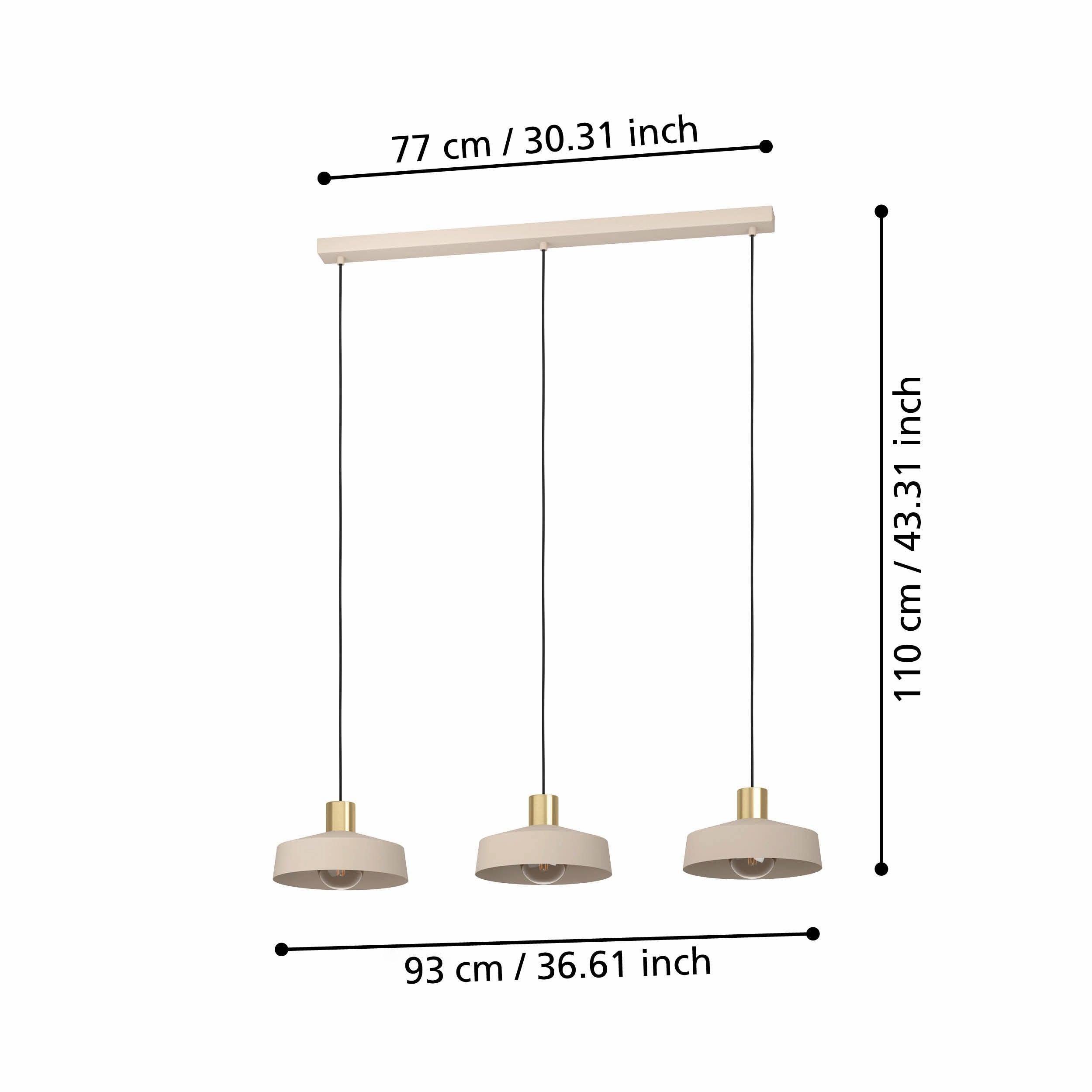 Eglo Valdiola 3 Light Round Sand & Brass Pendant