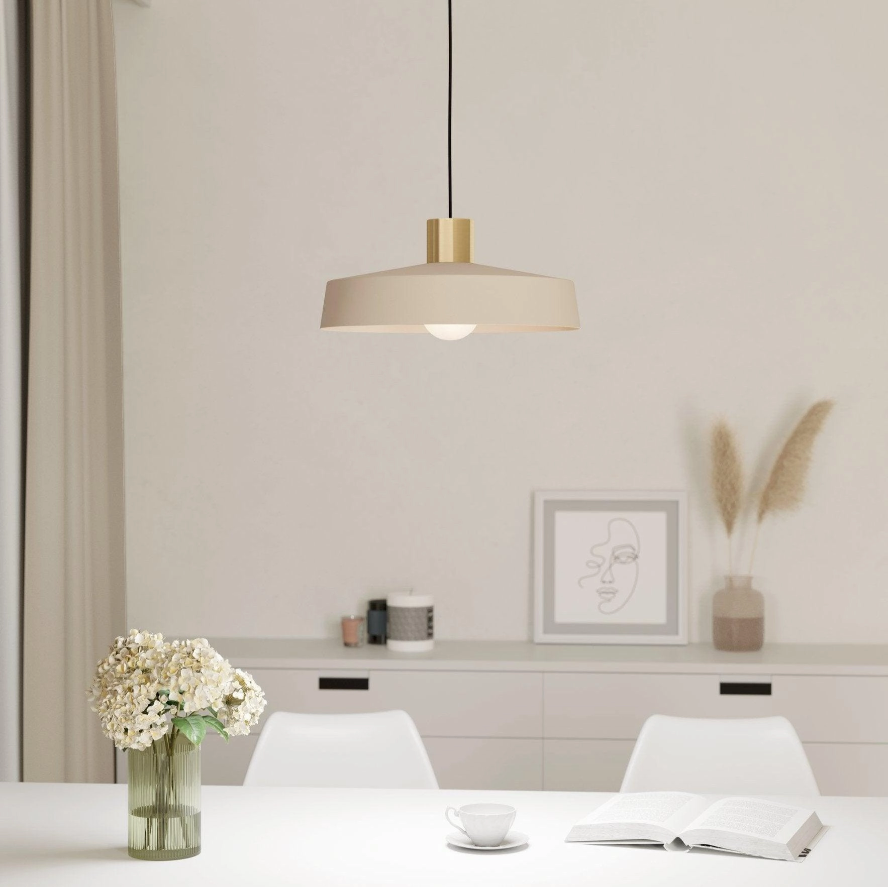 Eglo Valdiola Round Sand & Brass Ceiling Pendant flush mount ceiling fixture