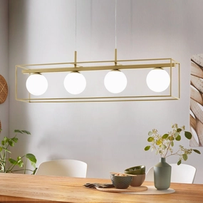 Eglo Vallaspra 4 Light Champagne Ceiling Pendant - Opal Glass Shades flush mount ceiling fixture