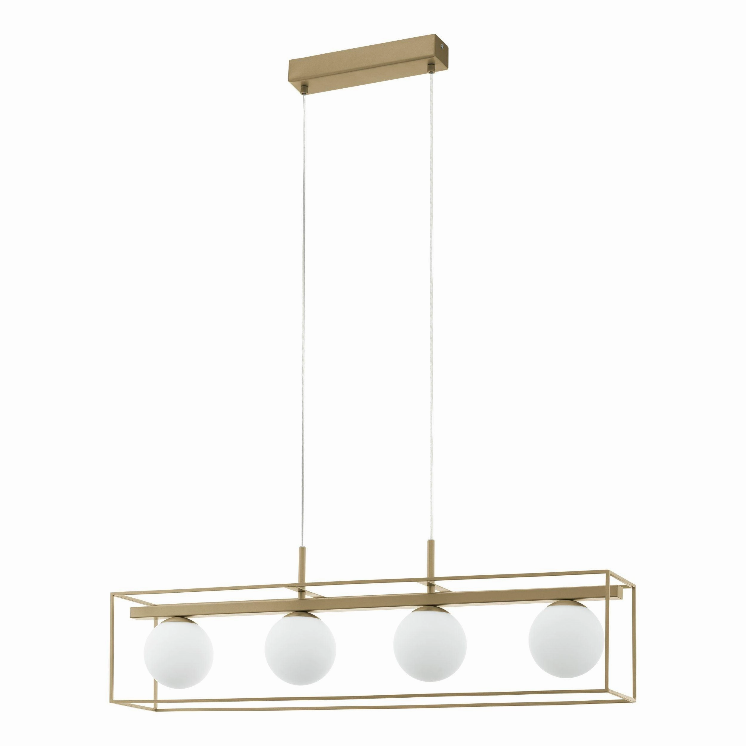 Eglo Vallaspra 4 Light Champagne Ceiling Pendant - Opal Glass Shades