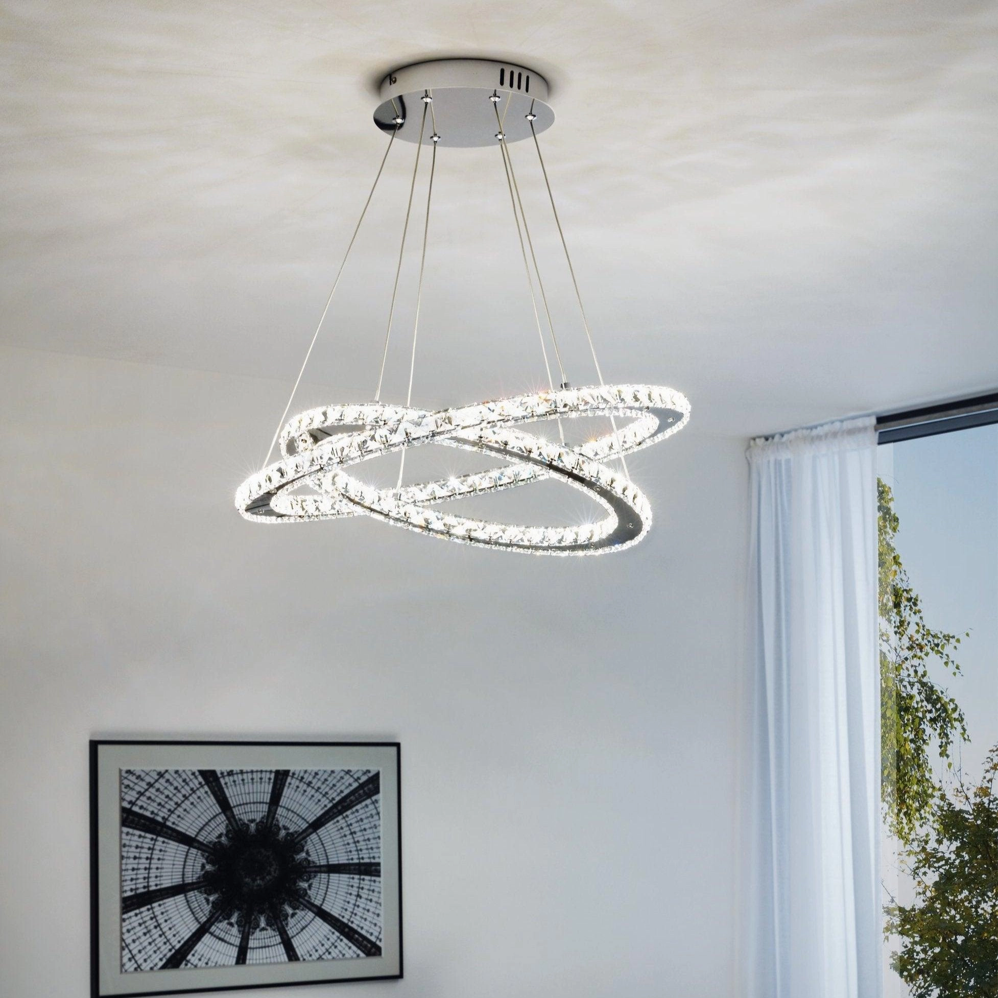 Eglo Varrazo LED Chrome & Glass Crystal Ceiling Pendant