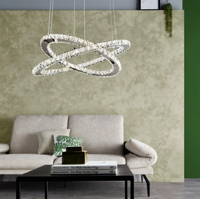 Eglo Varrazo LED Chrome & Glass Crystal Ceiling Pendant flush mount ceiling fixture