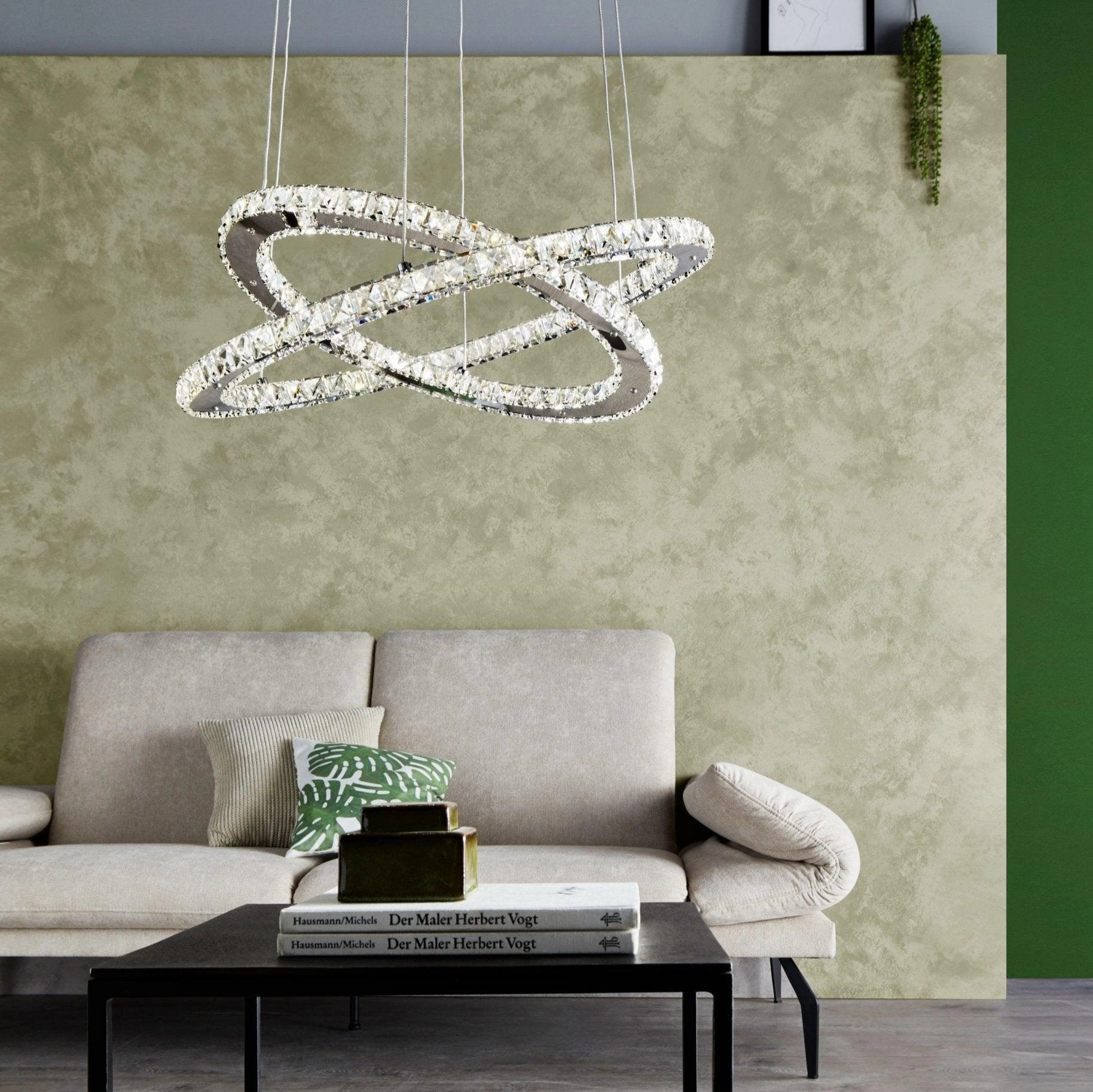Eglo Varrazo LED Chrome & Glass Crystal Ceiling Pendant flush mount ceiling fixture
