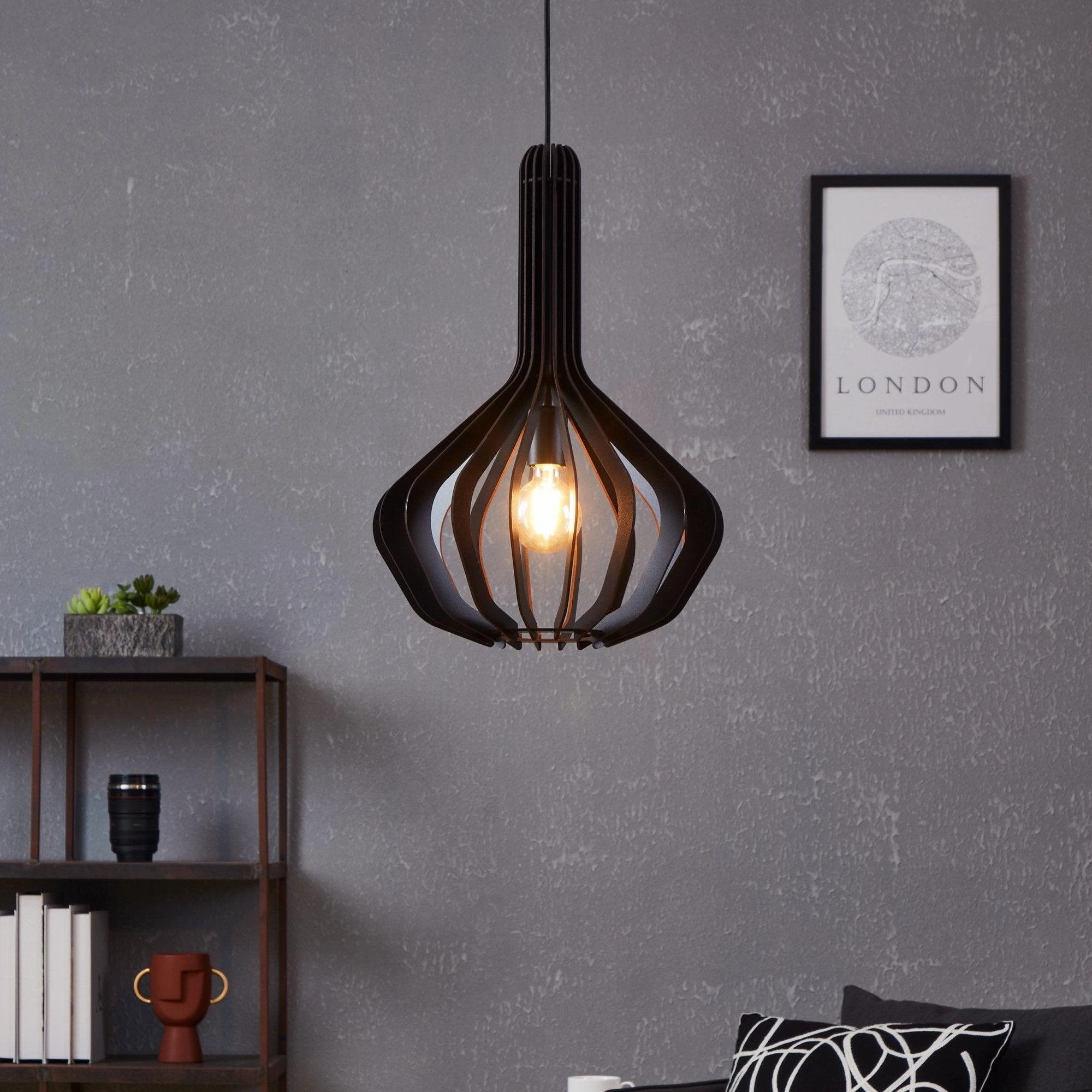 Eglo Velasco Spherical Black Wood Pendant