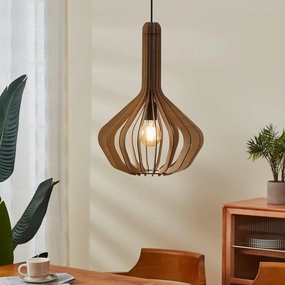 Eglo Velasco Spherical Light Wood Segment Pendant flush mount ceiling fixture