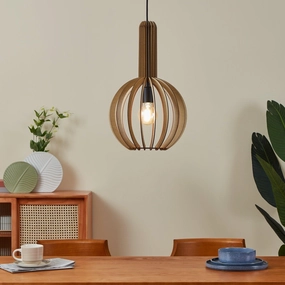 Eglo Velasco Spherical Wood Segment Ceiling Pendant flush mount ceiling fixture