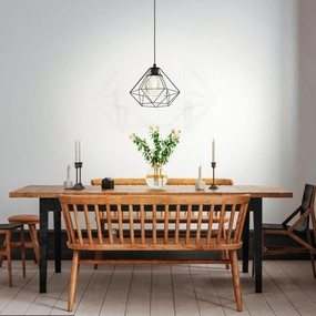 Eglo Vernham Black Diamond Shaped Wire Shade Pendant flush mount ceiling fixture