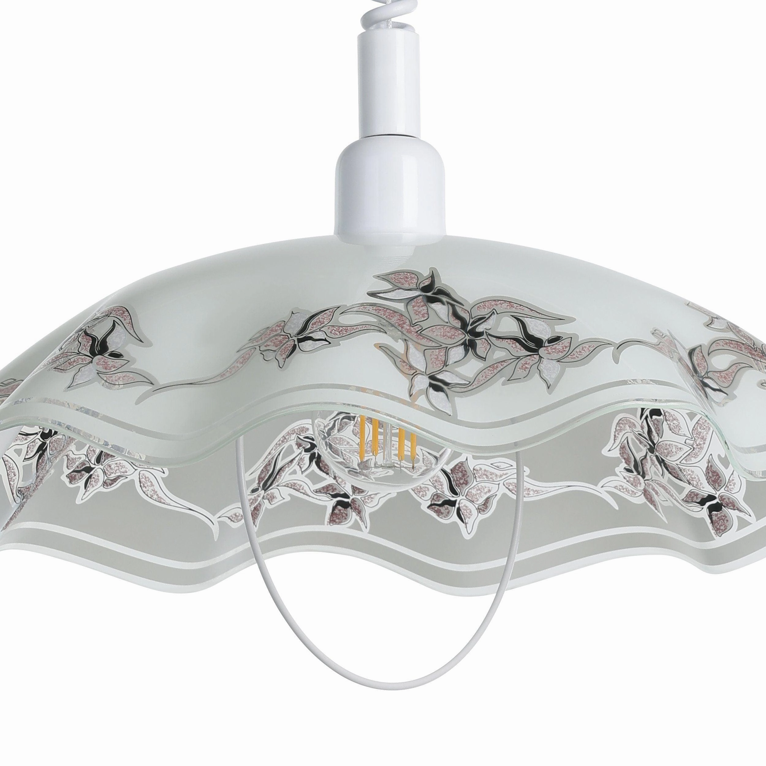Eglo Vetro Floral Patterned White Glass Ceiling Pendant
