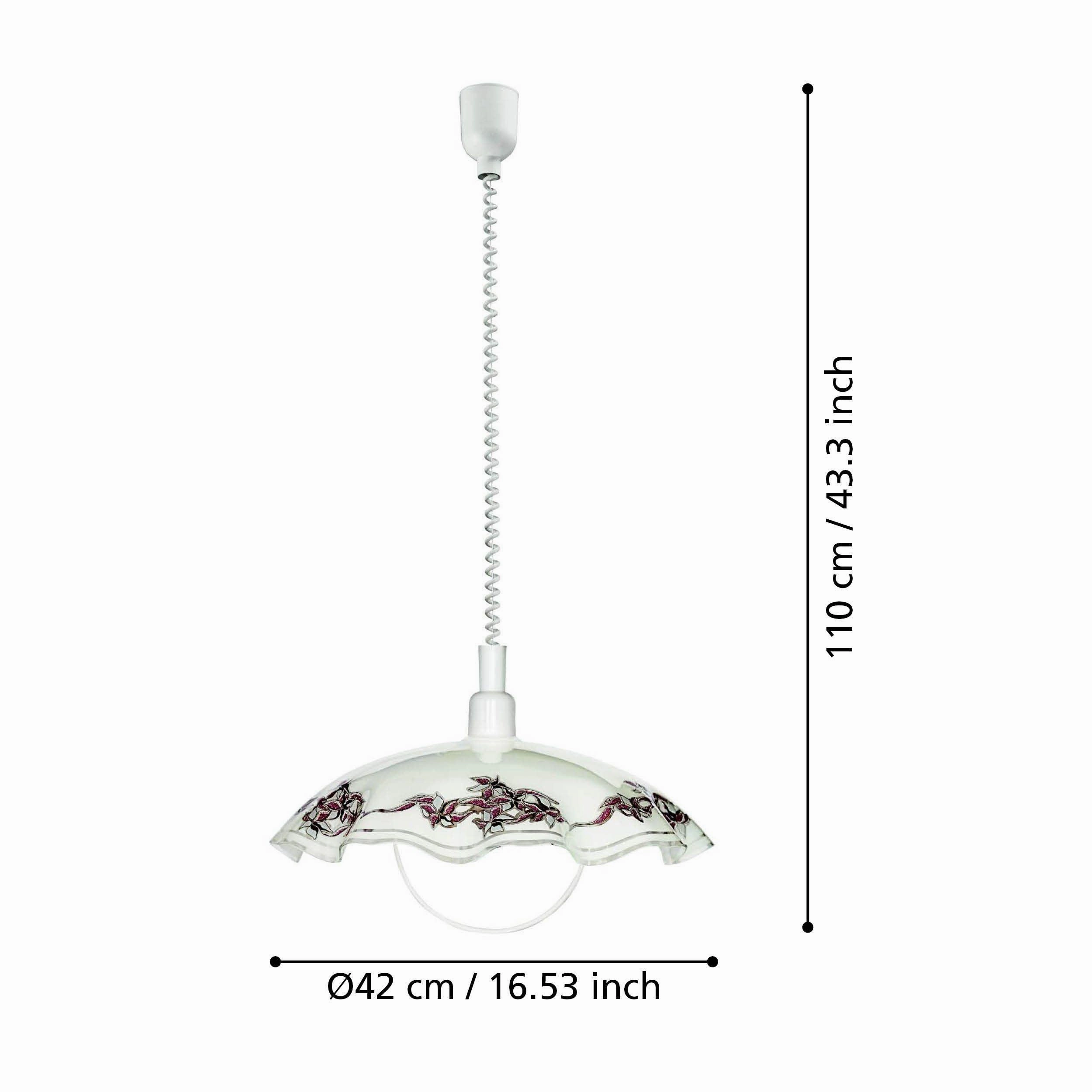 Eglo Vetro Floral Patterned White Glass Ceiling Pendant