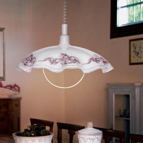 Eglo Vetro Floral Patterned White Glass Ceiling Pendant flush mount ceiling fixture