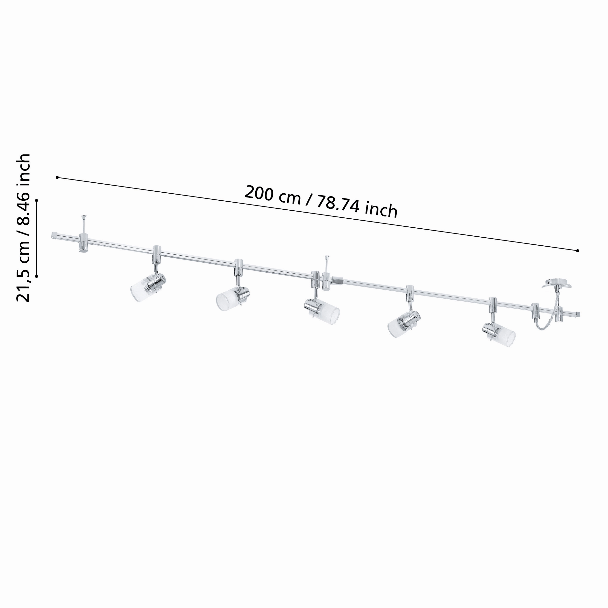 Eglo Vilanova 5 Light Chrome & White Glass Track Lighting System