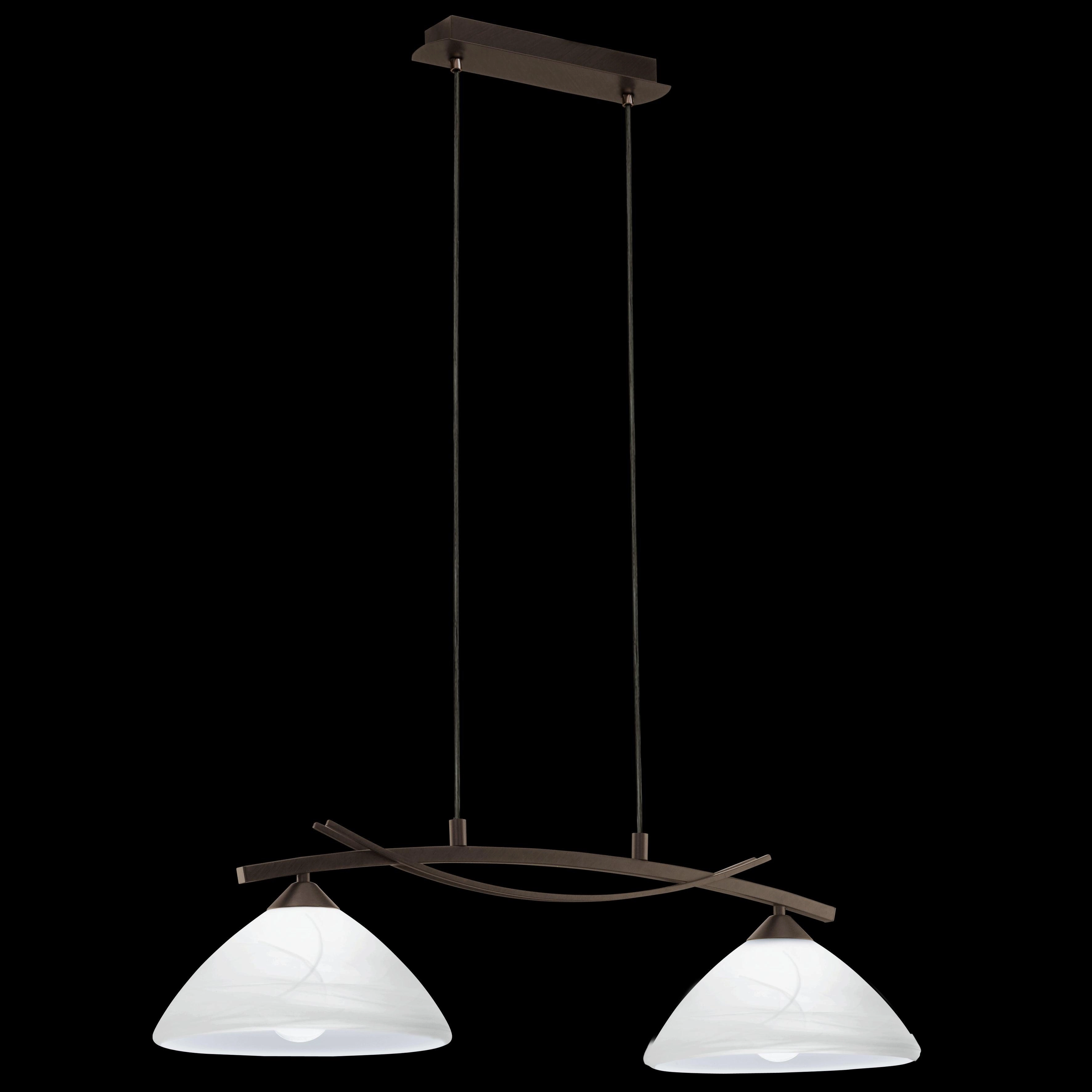 Eglo Vinovo 2 Light Brown Bar Pendant - White Alabaster Shades