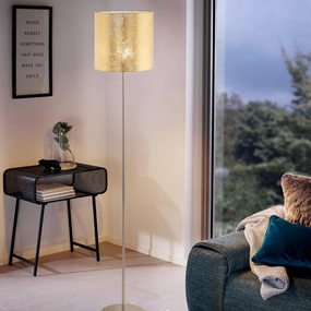 Eglo Viserbella Champagne Floor Lamp - Gold Leaf Style Shade creative lampshade design