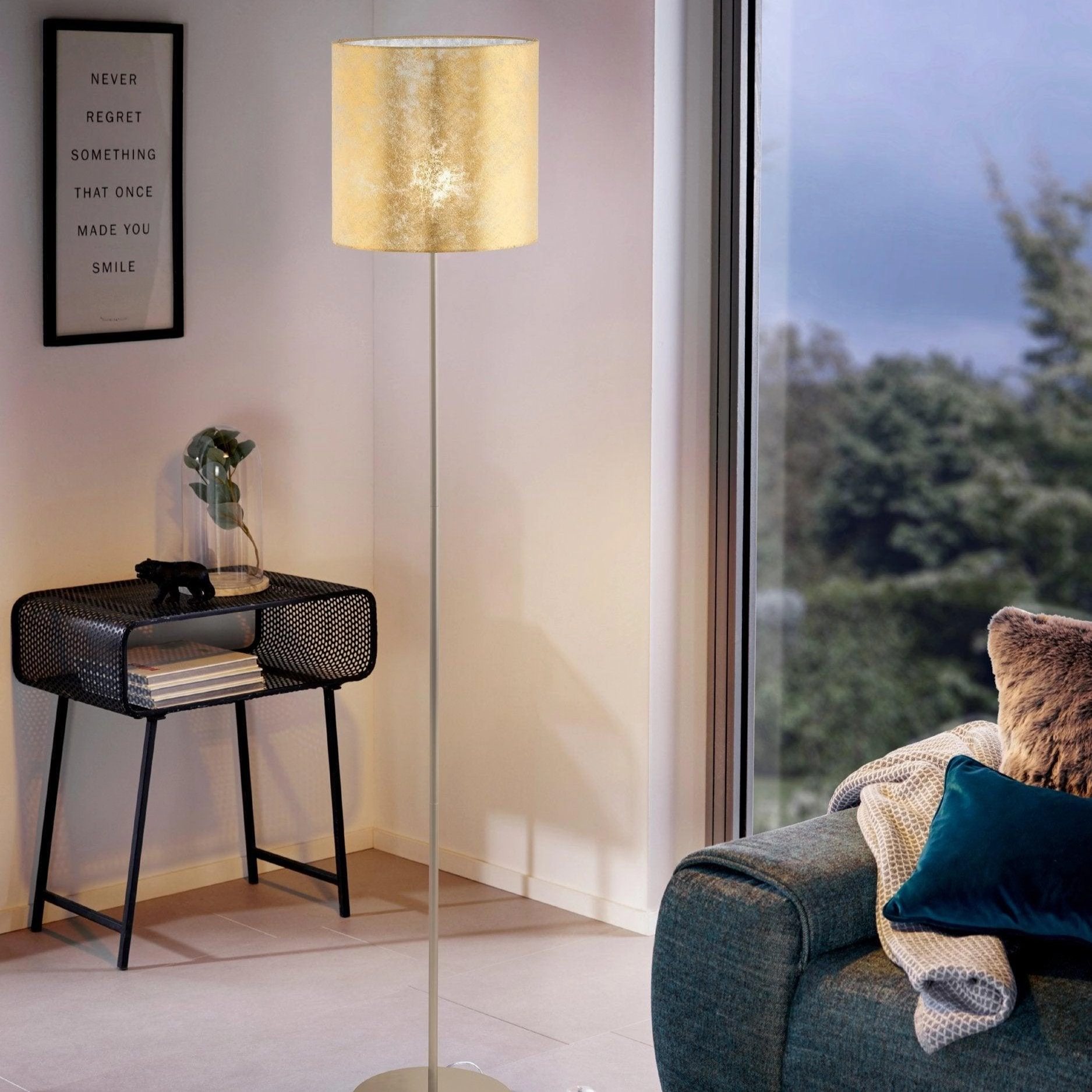 Eglo Viserbella Champagne Floor Lamp - Gold Leaf Style Shade creative lampshade design