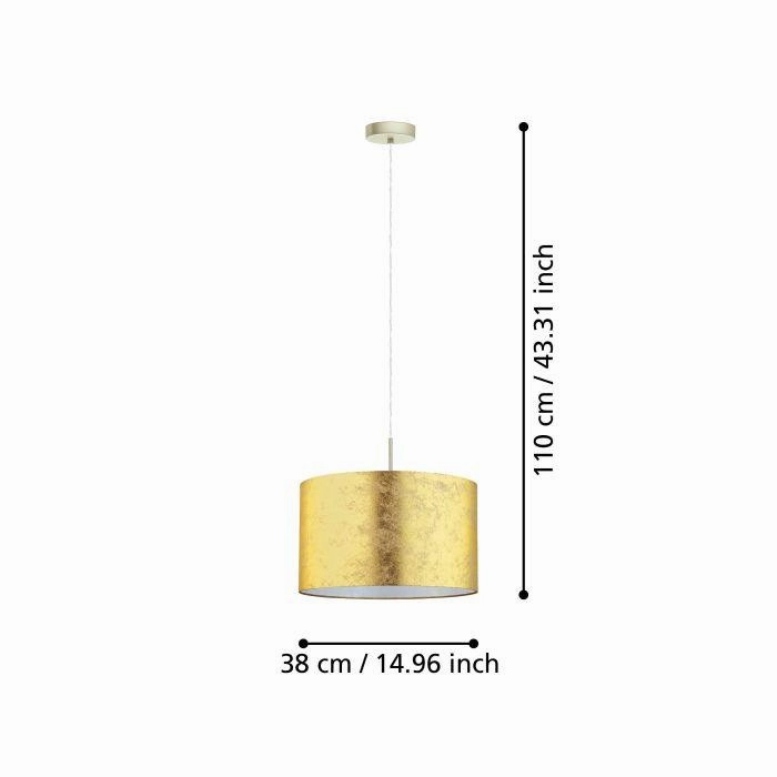 Eglo Viserbella Gold Leaf & Champagne Fabric Ceiling Pendant - 38cm