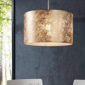 Eglo Viserbella Gold Leaf & Champagne Fabric Ceiling Pendant - 38cm sleek LED ceiling lamp