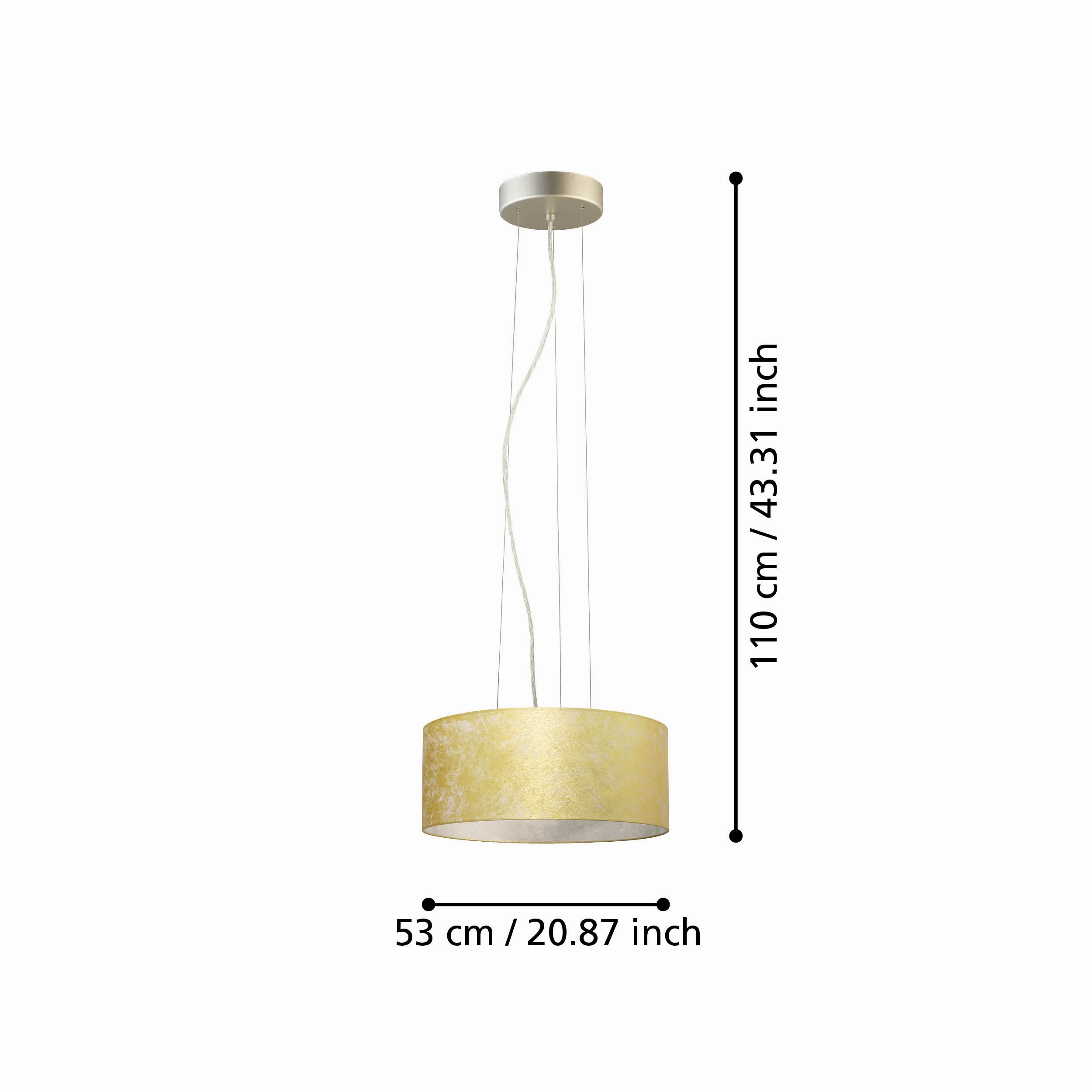Eglo Viserbella Gold Leaf & Champagne Fabric Ceiling Pendant - 53cm