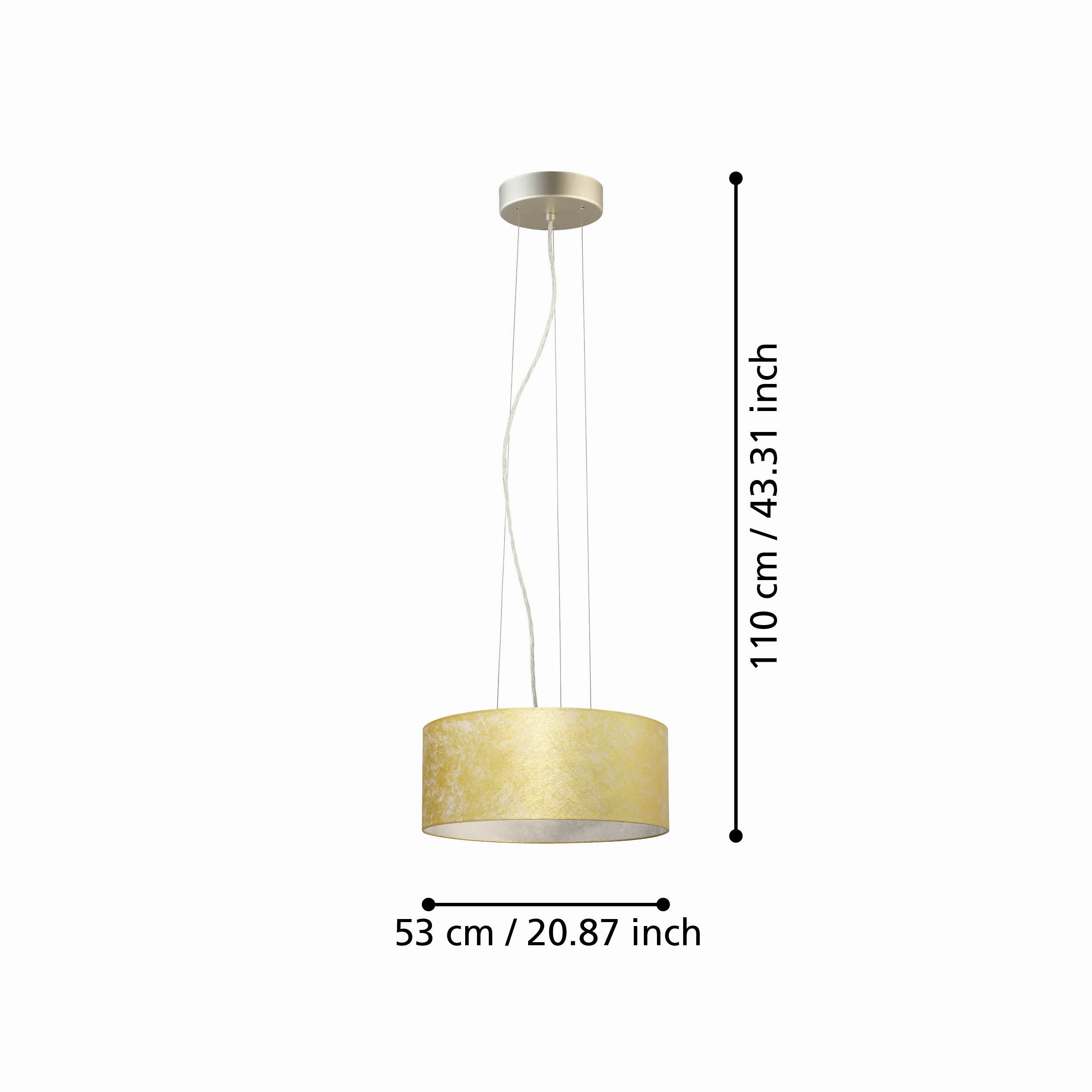 Eglo Viserbella Gold Leaf & Champagne Fabric Ceiling Pendant - 53cm