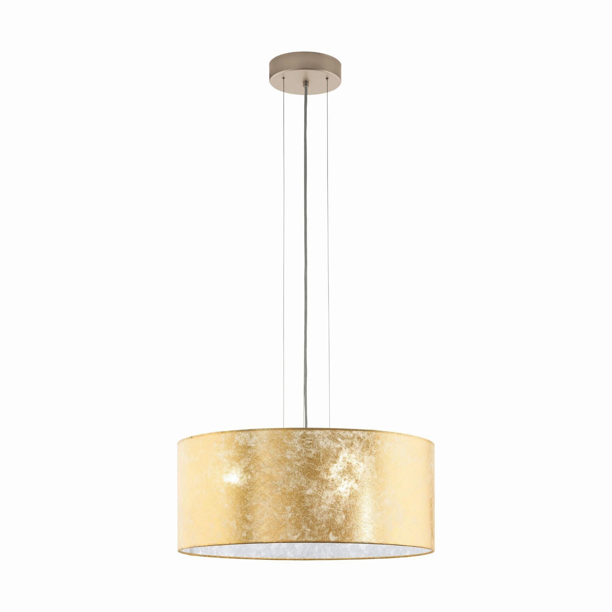 Eglo Viserbella Gold Leaf & Champagne Fabric Ceiling Pendant - 53cm