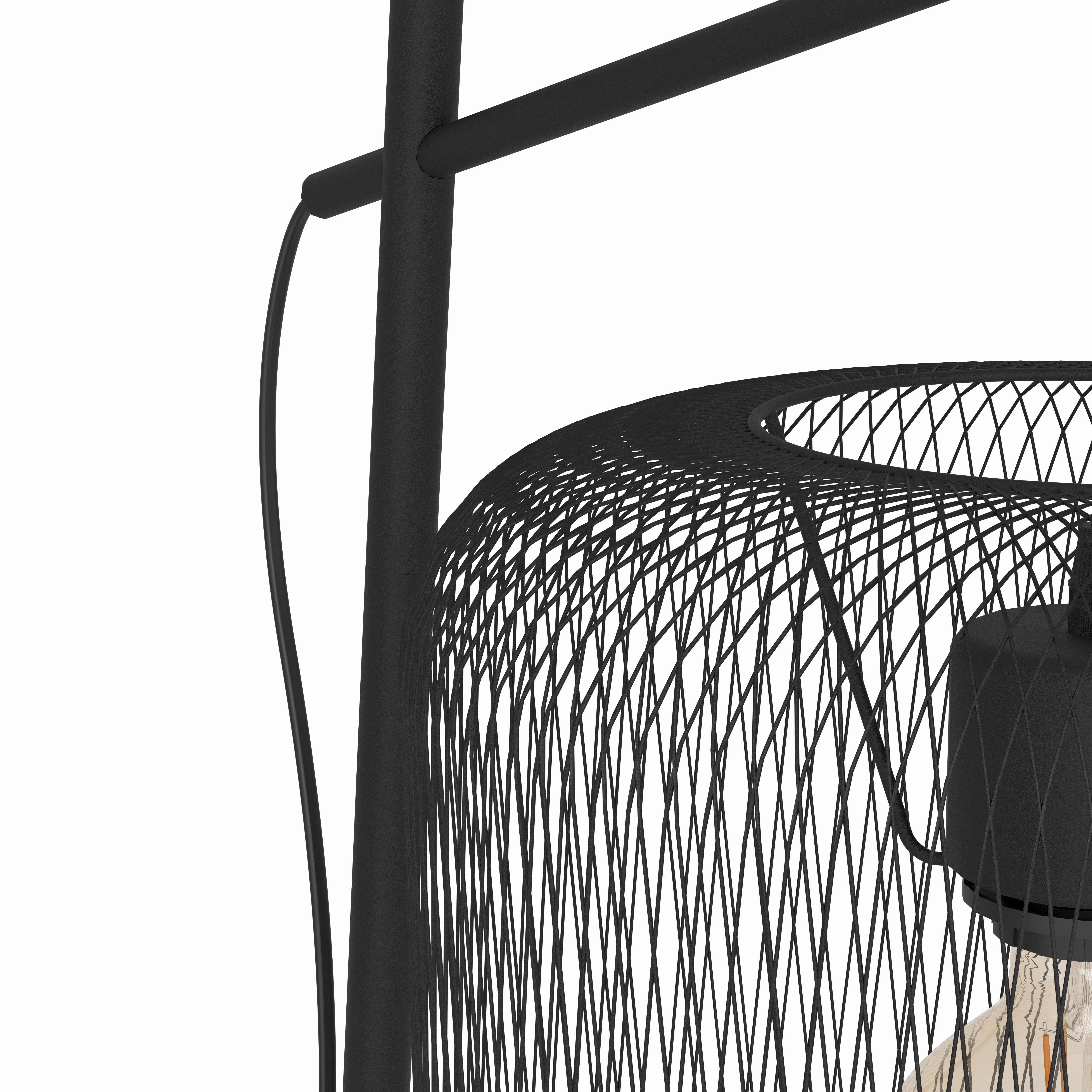 Eglo Wrington Black Floor Lamp - Metal Mesh Shade