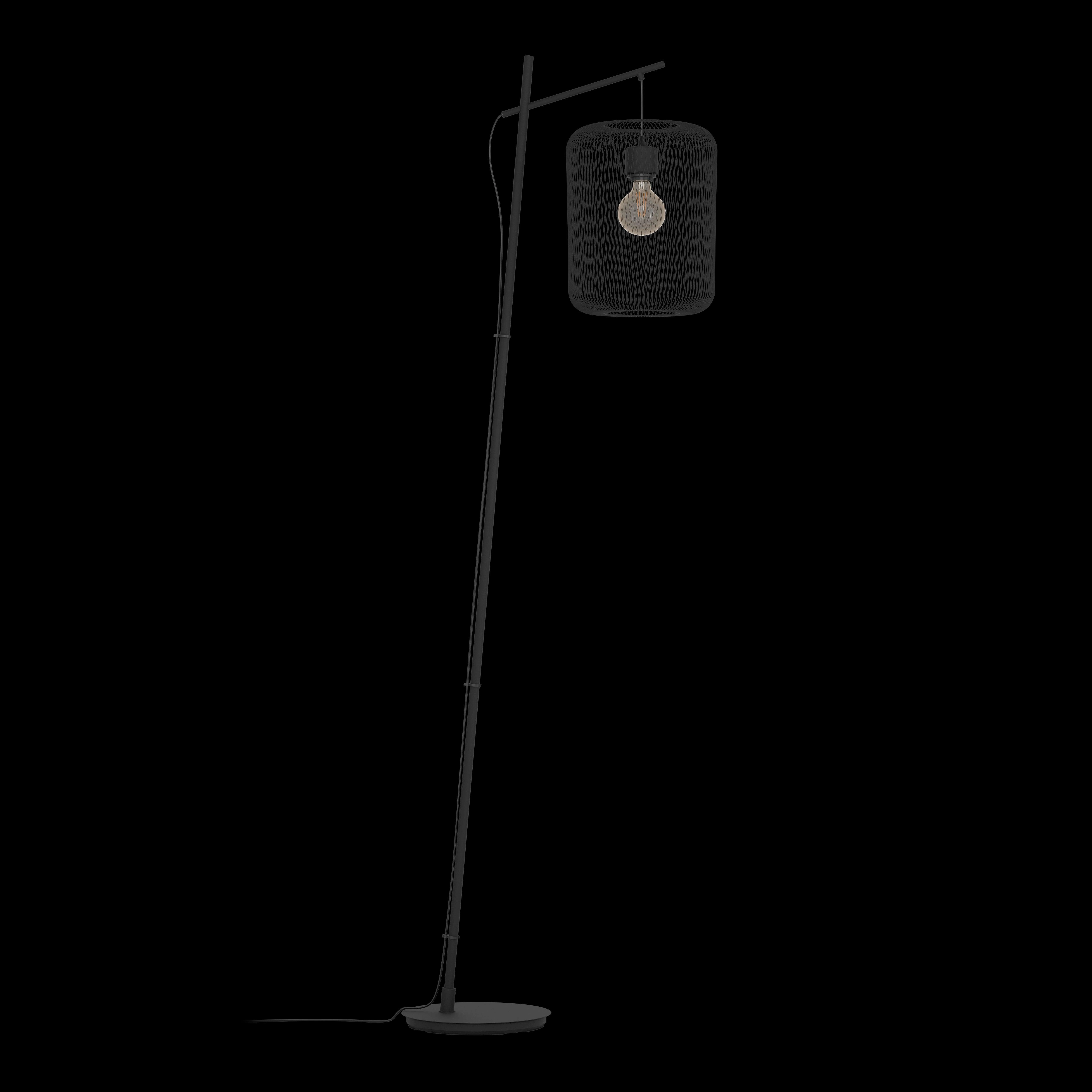 Eglo Wrington Black Floor Lamp - Metal Mesh Shade