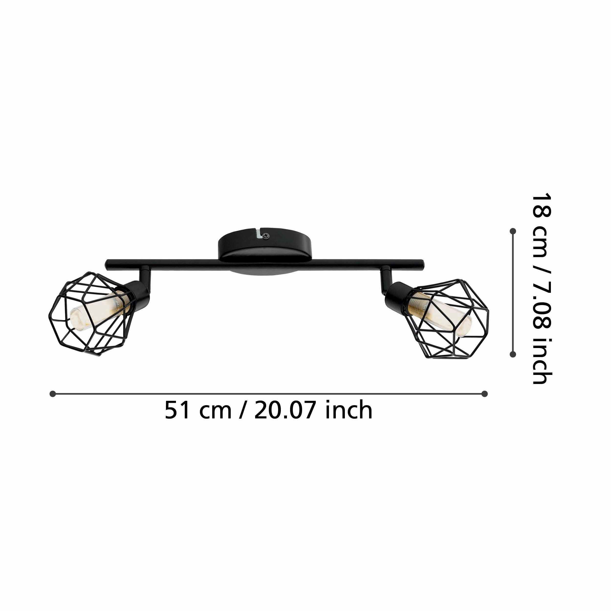 Eglo Zapata 1 Black Wire Caged 2 Light Spotlight