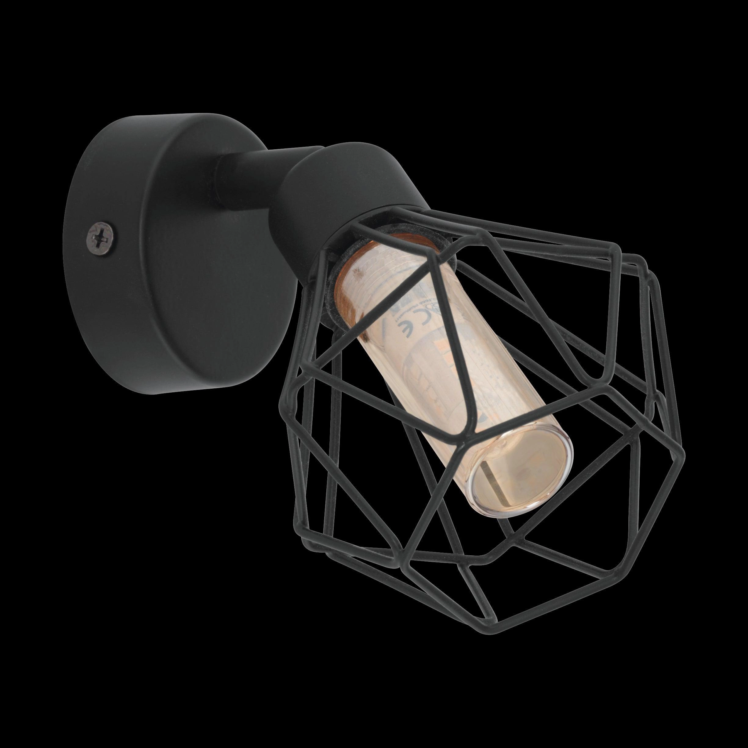 Eglo Zapata 1 Black Wire Caged Spotlight