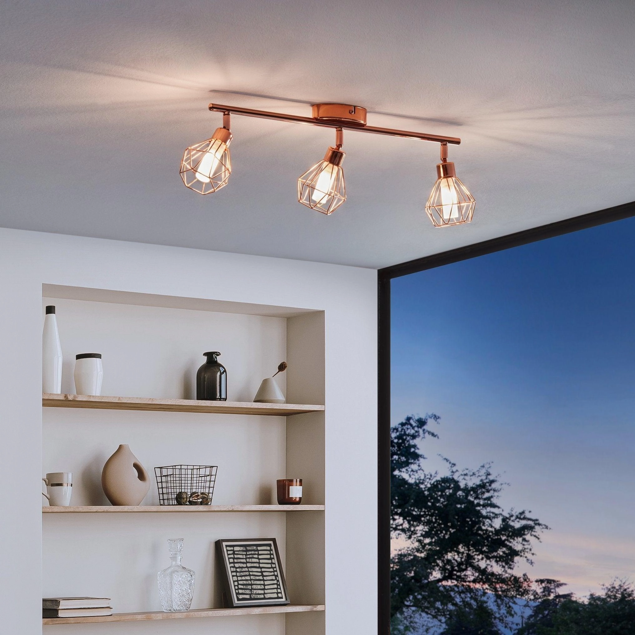 Eglo Zapata Copper Wire Caged 3 Light Bar Spotlight