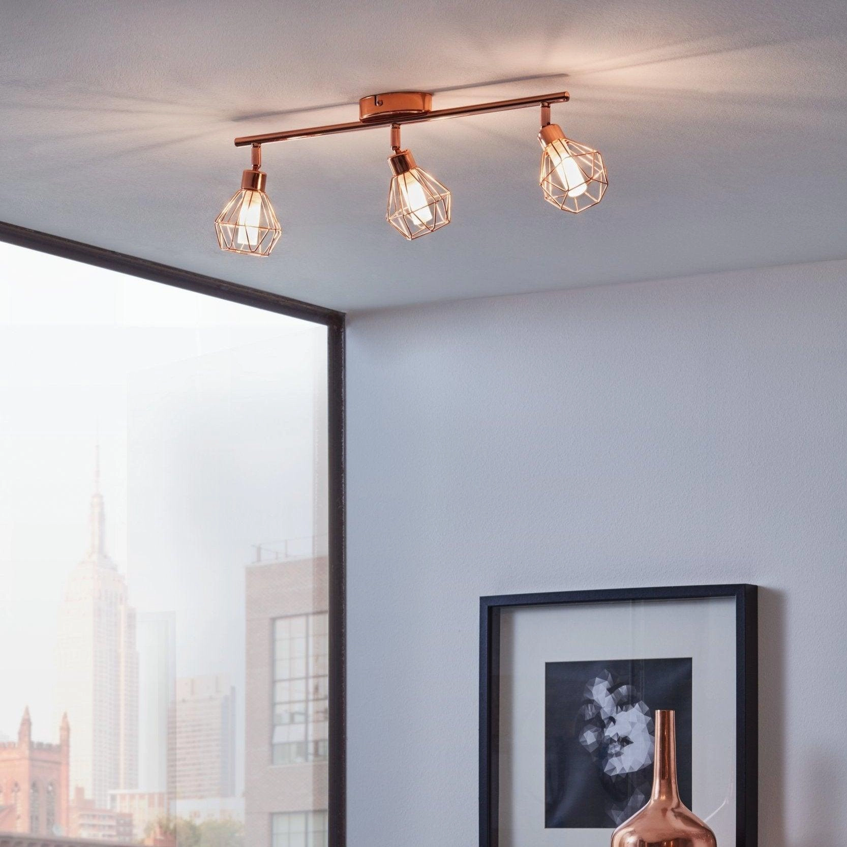 Eglo Zapata Copper Wire Caged 3 Light Bar Spotlight