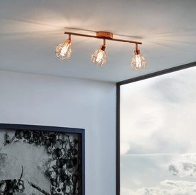 Eglo Zapata Copper Wire Caged 3 Light Bar Spotlight tall arc lamp for living room