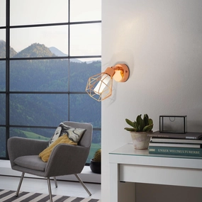 Eglo Zapata Copper Wire Caged Wall Spotlight tall arc lamp for living room